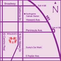map of San Mateo Burlingame boarder area
